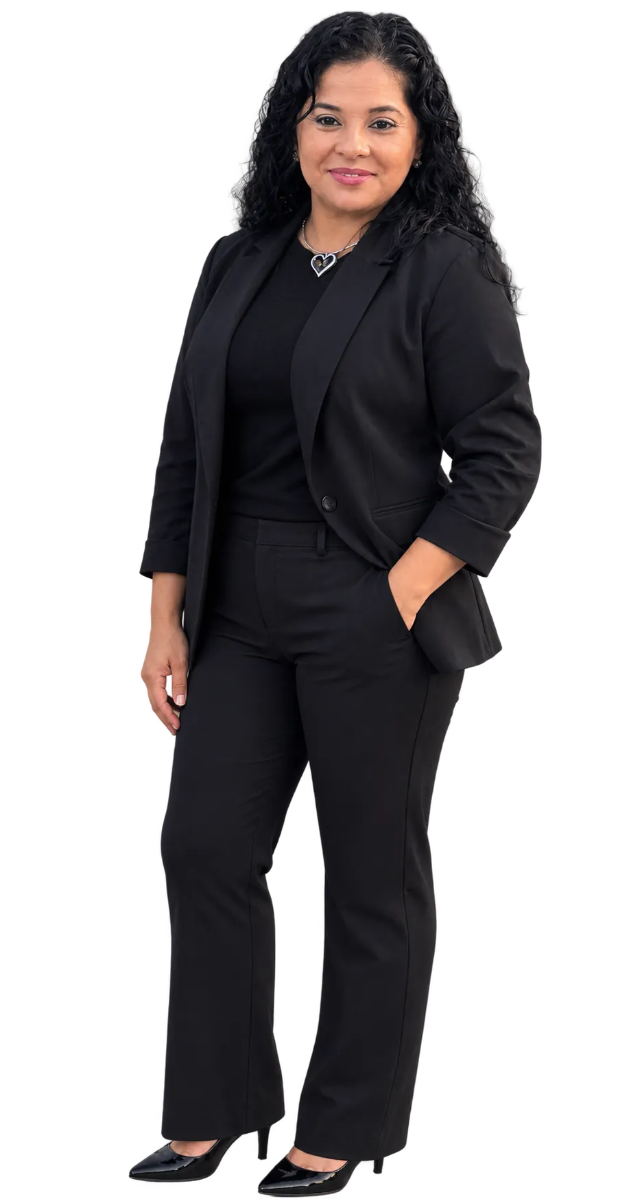 Veronica Casias in a black suit